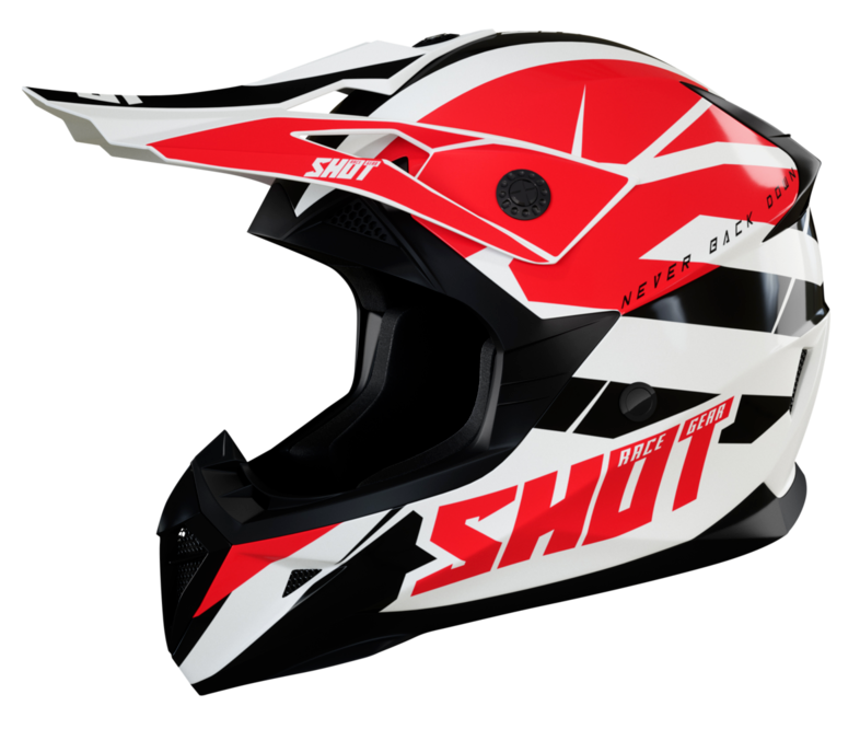 Мотокрос каска SHOT Pulse Revenge White Red Black GlossyМотокрос каска SHOT Pulse Revenge White Red Black Glossy